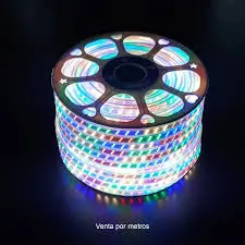 MANGUERA LED RGB 120V IP65 FLAT ROLLO 50MTS EVLITE.