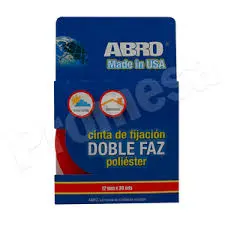 CINTA DOBLE FAZ POLYESTER ROJA 12MMX30M ABRO
