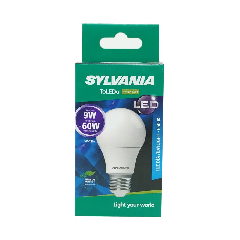 FOCO LED SYLVANIA 9W 6500 A60
