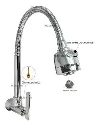 GRIFERIA P/MESA DE COCINA FLEX DOBLE CHORRO PALETA KRAUSS ECO