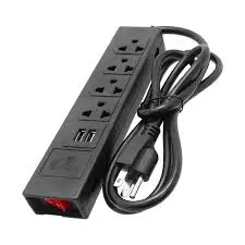 REGLETA ELECTRICA 6 SERVICIOS 3MTS CON 2 PUERTOS USB NEGRA 16