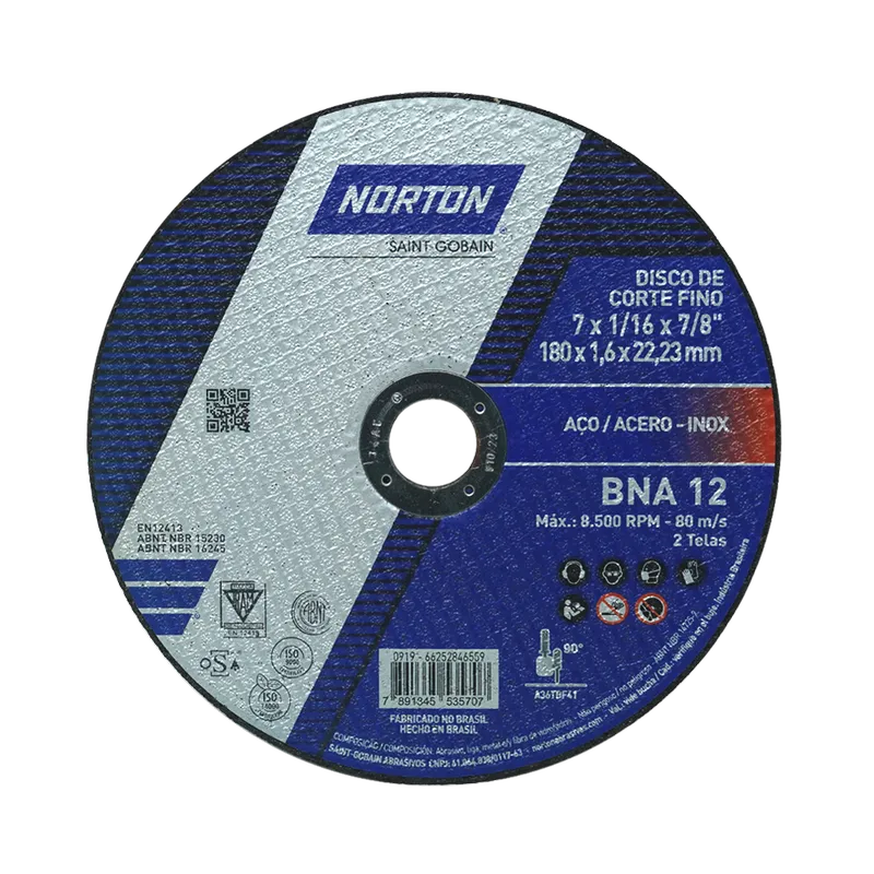 NORTON 7 x 1/16 X 7/8 DISCO CORTE METAL FINO.