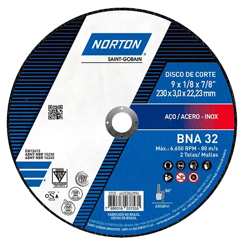 NORTON 9 x 5/64 x 7/8 DISCO CORTE METAL