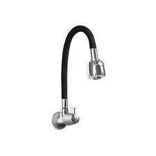  GRIFERIA P/ PARED COCINA CUELLO FLEX DOBLE CHORRO NEGRA (639194).