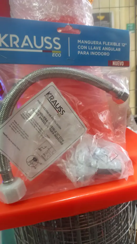 MANGUERA FLEXIBLE 12" CON LLAVE ANGULAR P/INODORO KRAUSS