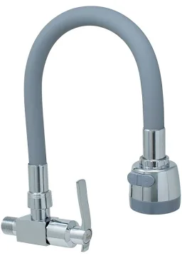 GRIFERIA P/PARED DE COCINA CUELLO FLEXIBLE DOBLE CHORRO POMO GRIS 639197