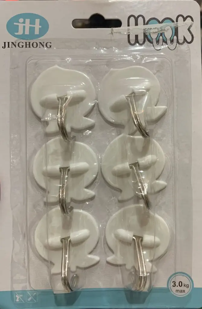 GANCHO ADHESIVO 6PCS PLASTICO.